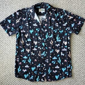 Tipsy Elves Black Short-Sleeve  Desert Print Button-Down Shirt